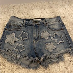 blue star jean shorts